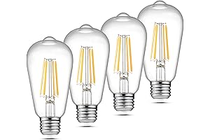 Ascher Vintage LED E26 Medium Base Bulbs: 6W Warm White Non-Dimmable LEDs