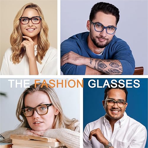 Vista 6 de Oversized Design Reading Glasses for Women/Men, Computer Blue Light Blocking Fashion Square Reader Anti Glare/Fatigue