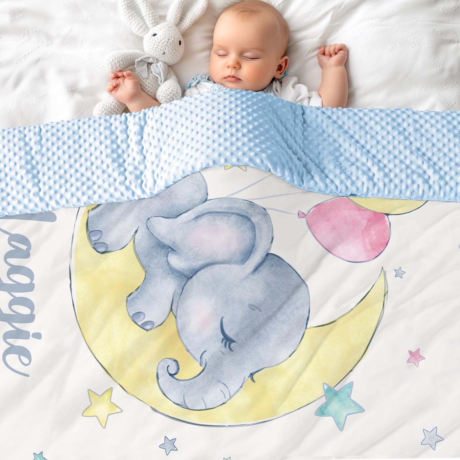 Babydecke mit Name Personalisiert Kuschelige Warme Baumwolle Kinderdecke Individuelle Krabbeldecke doppelseitig Kuscheldecke Geschenk für Mädchen oder Jungen