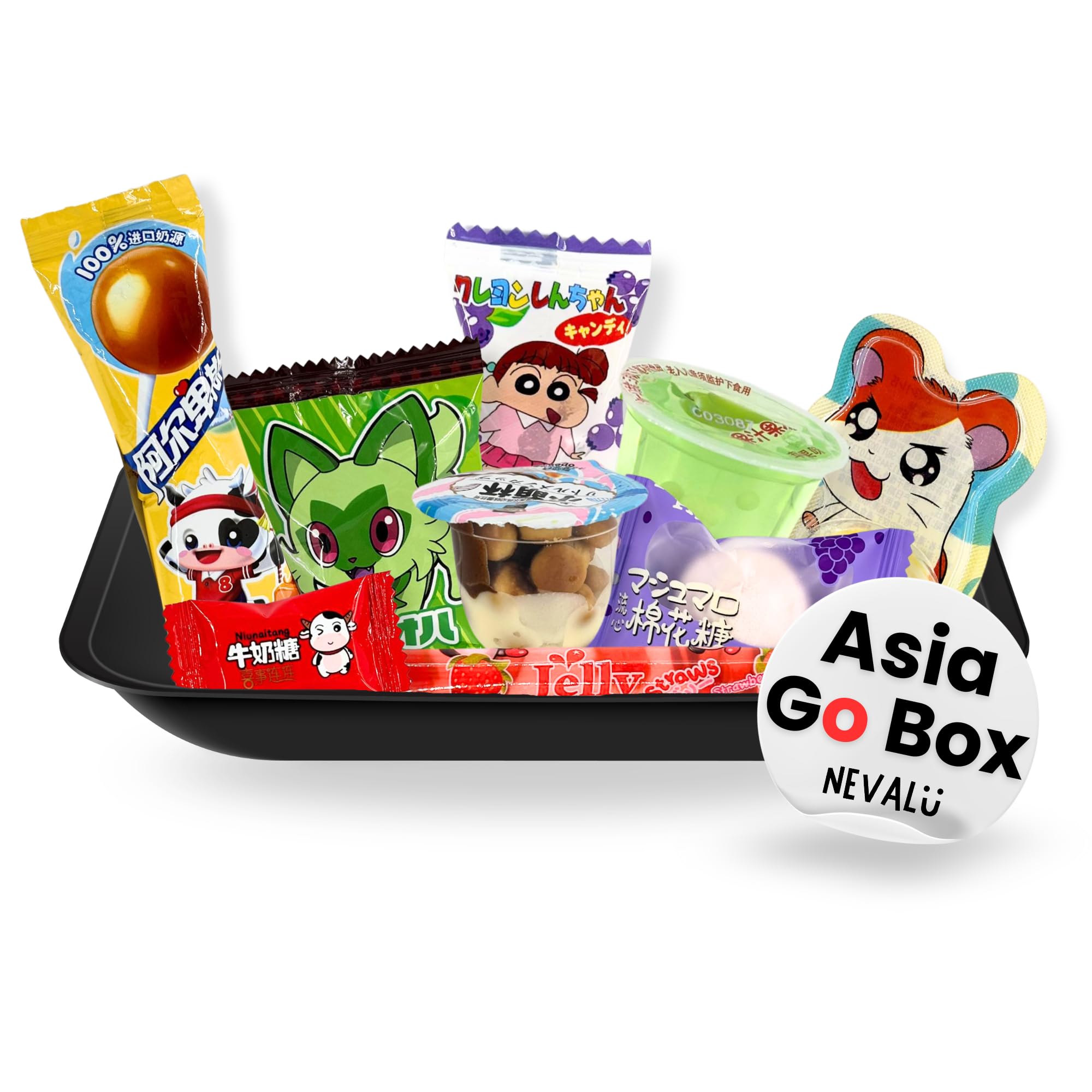Asia Go Box Nevalu - Surtido de Productos Asiáticos - Mini Snacks, Dulces y Delicias Asiáticas para Regalar.