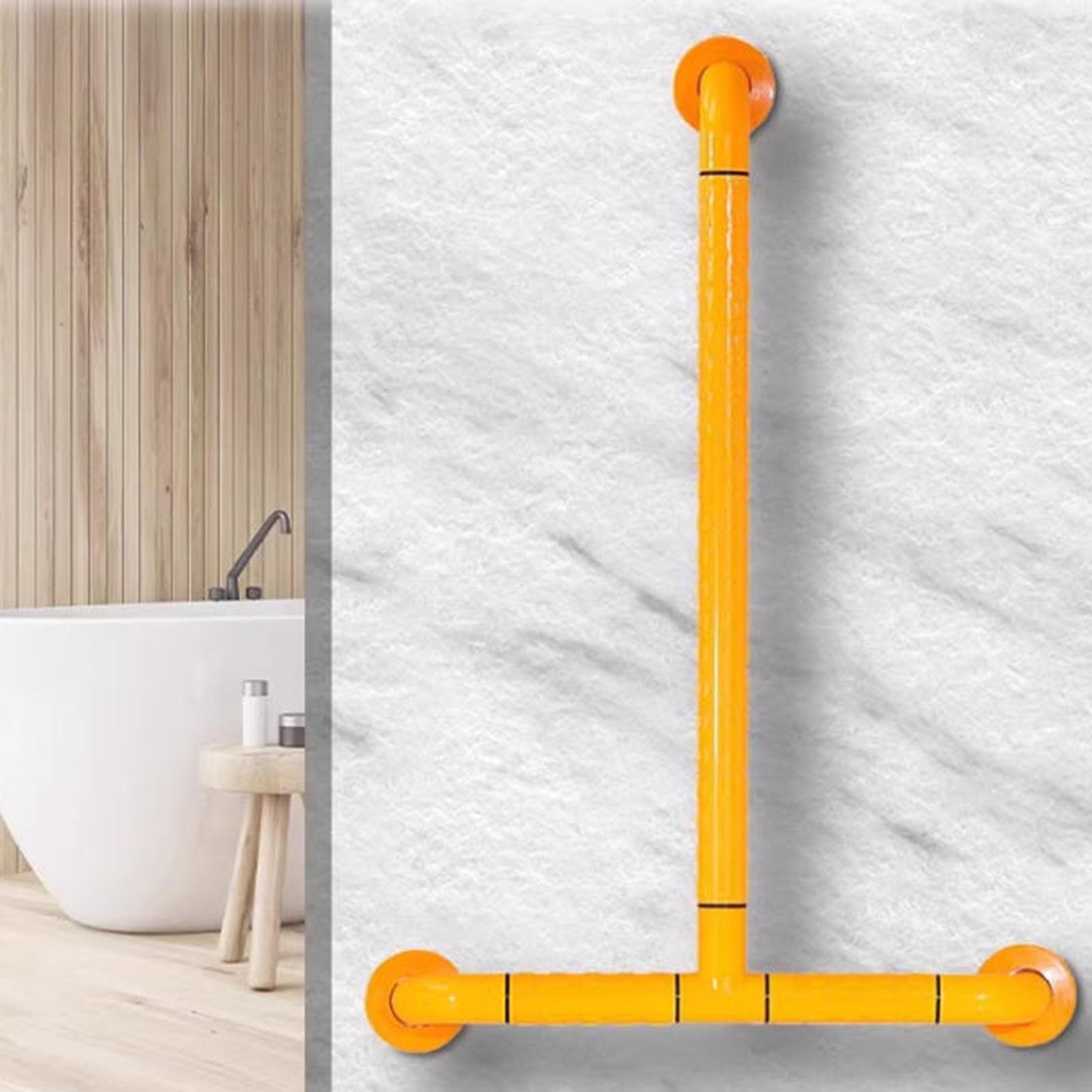 Assistente Di Sicurezza For Doccia A Forma Di T, Braccioli Con Maniglia For WC Con Striscia Fosforescente, For La Casa Degli Anziani(Yellow)