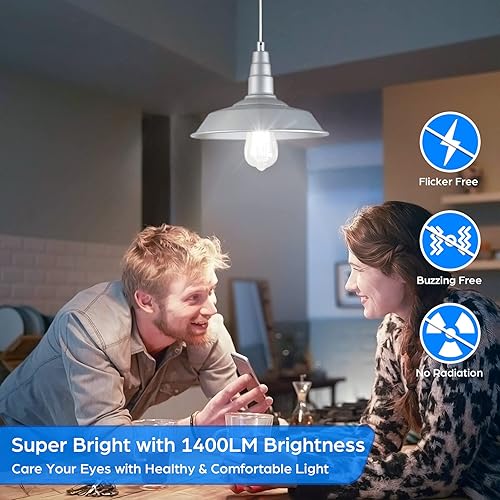 Miniatura 5 de Paquete de 4 bombillas LED Edison E26 vintage, equivalente a 100 W, 1400 lúmenes, alto brillo, 8 W, ST58, bombillas de filamento LED, 5000 K, luz