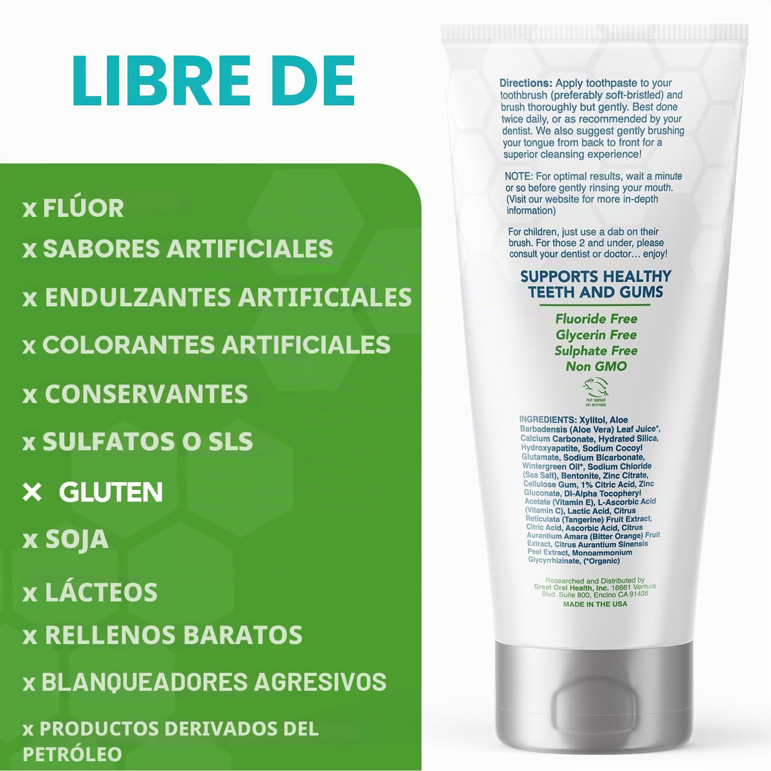 Pro-Mineralizer Nano-Hydroxyapatite & Enamel Support Xylitol Aloe Vera & Sea Salt - Anti-cavidad, libre de fluoruros, pasta de dientes formulada