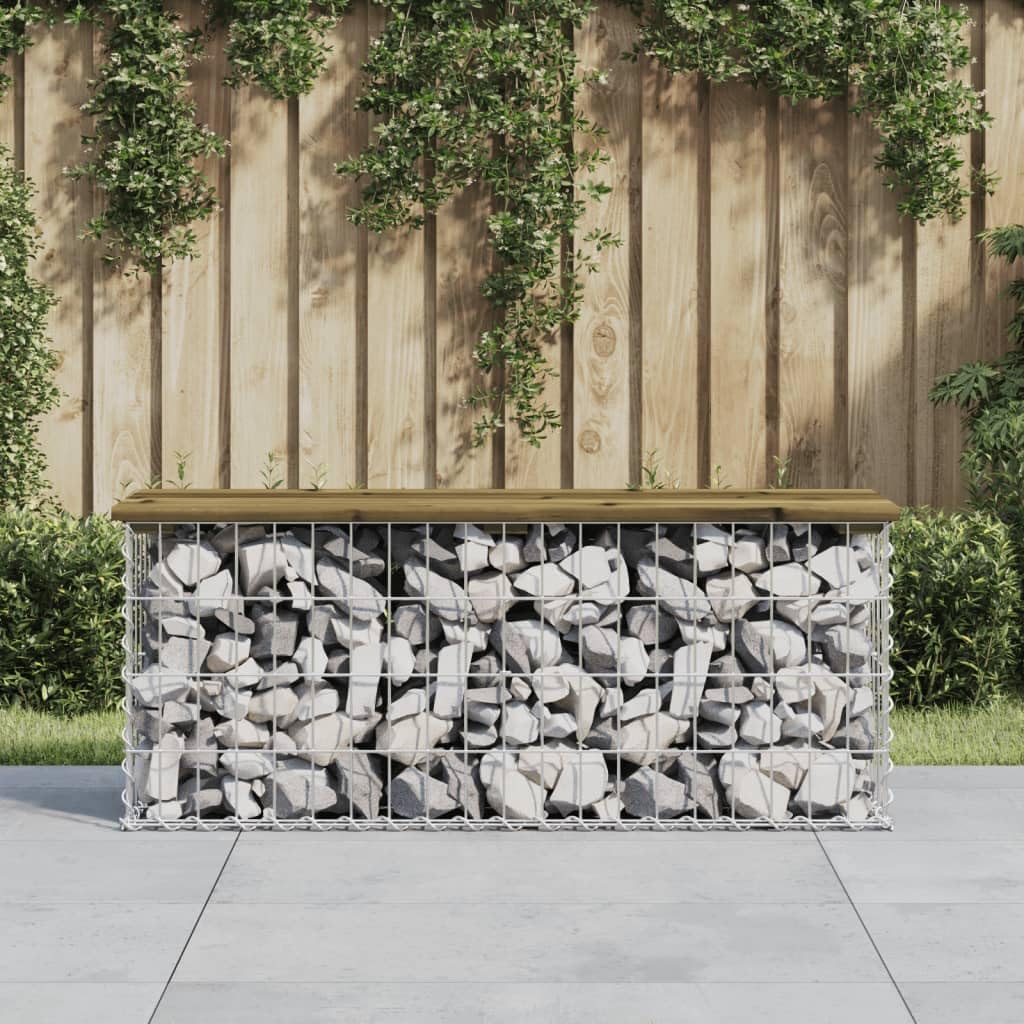 Banc de jardin en gabion bois autoclave meuble stable extérieur