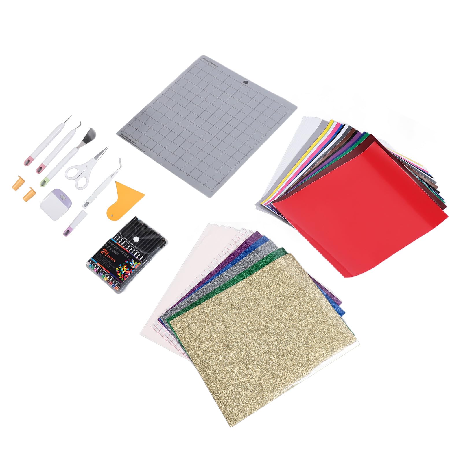 Ensemble Complet de 72 Accessoires pour Maker 3 Explore Air 2 avec Feuilles d'éthylène, Ruban de Transfert, Conception de Grille et Kit d'outils de Bricolage pour Projets 'artisanat,