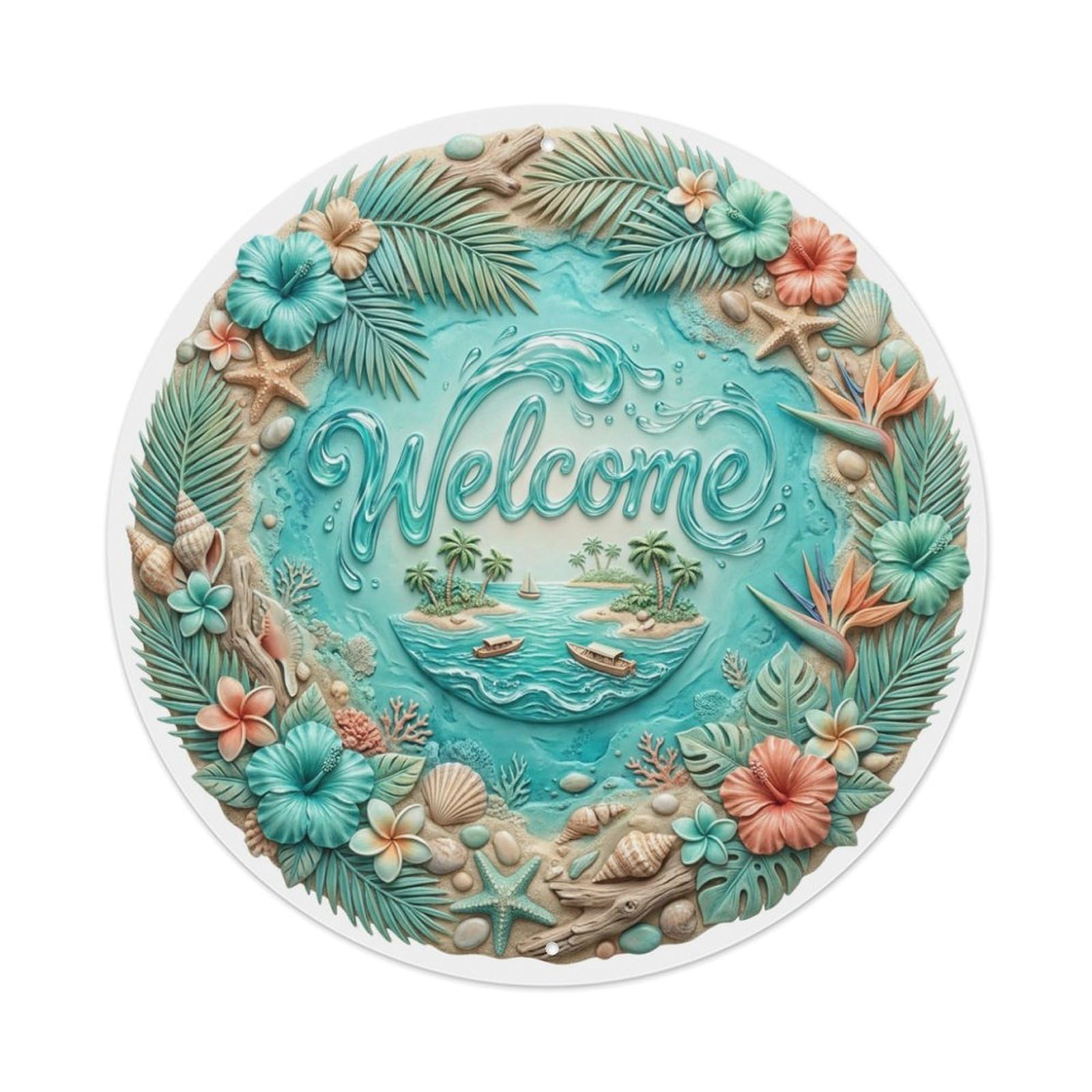 Tgrcjimh Style Metal Tin Sign Tropical Lagoon Welcome Turquoise Waters