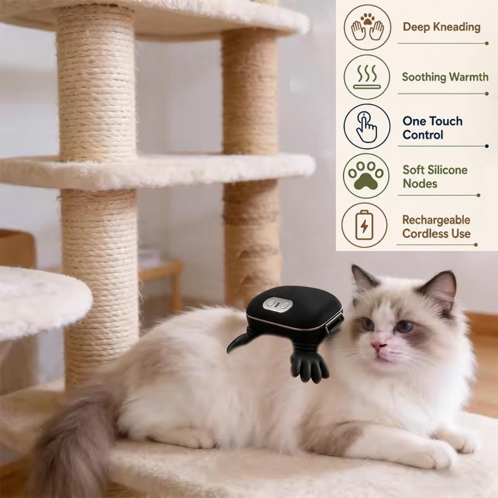 Dog Massager with Hands, Calming Pet Massager, Elektrisches Handmassagegerät für Hunde und Katzen, Automatische Haustiere Kopfmassagegerät mit 3 Stufen für Entspannung, Tiefenmassage (Schwarz)