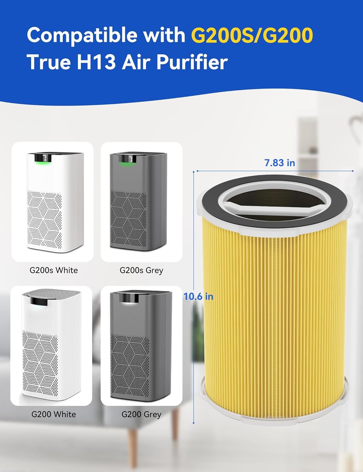 Photo 1 of  Packs G200/G200S Pet Care Filter, air purifier replacement filter, 3-in-1 H13 Ture HEPA and Activated Carbon Air Filter for Pet Hair Dander, Pet Odor, Pollen, Smoke, and Other Unwanted Smells