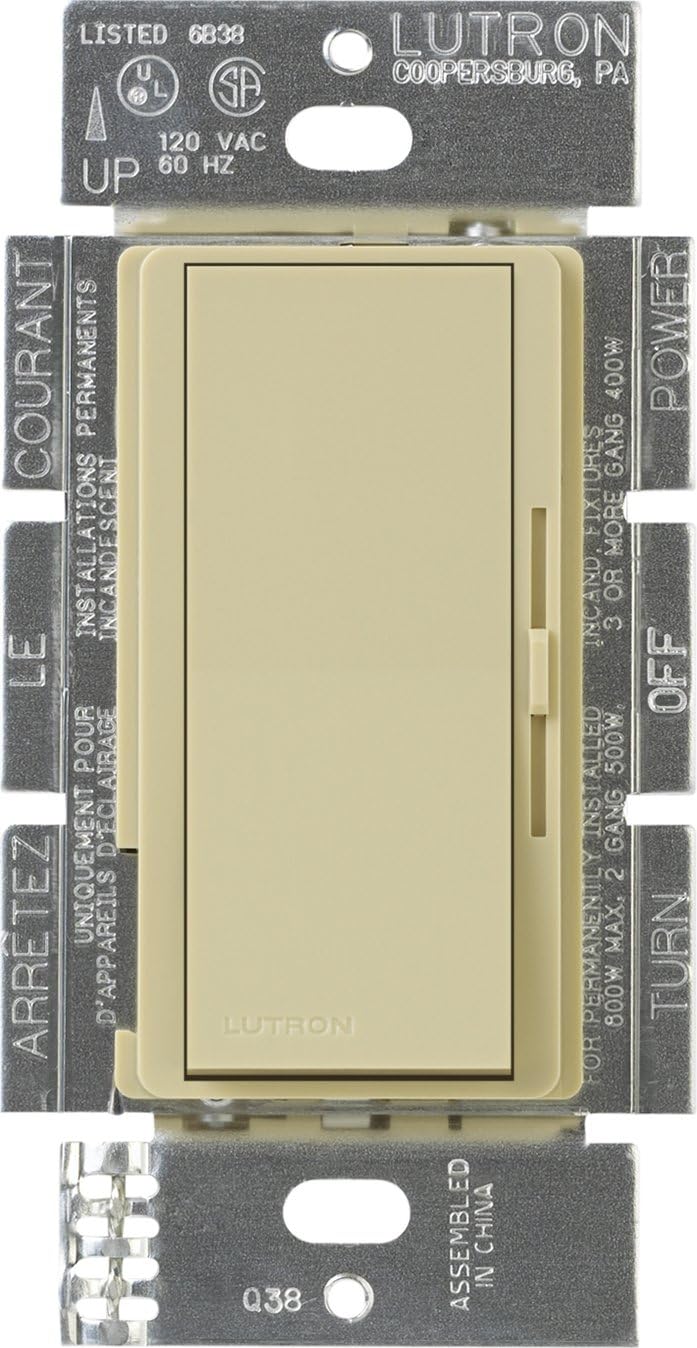 Lutron Diva Dimmer Switch for Incandescent Bulbs, 600-Watt/Single-Pole, DV-600P-IV, Ivory