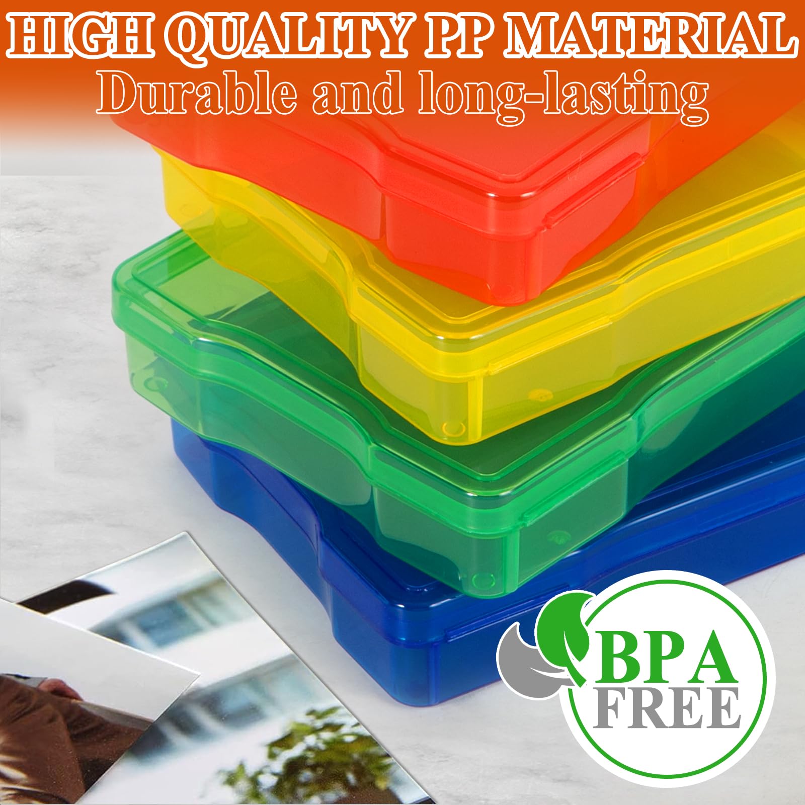 FAMKEEP Boîtes de Rangement Photos,16 Compartiments Intérieurs pour Photos Multicolore,Mallette de rangement Portable avec D'étiquettes Autocollantes,pour Photos,Graines,Fournitures de Bureau