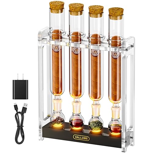 VALLUME Cigar Flavoring Humidor Box Set with LED Light Base,