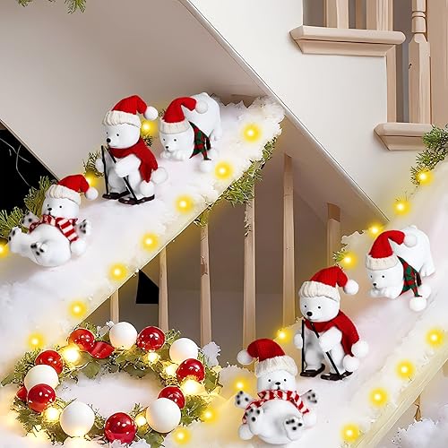 Polar Bear Christmas Staircase Decorations Set Banister Christmas Decoration with