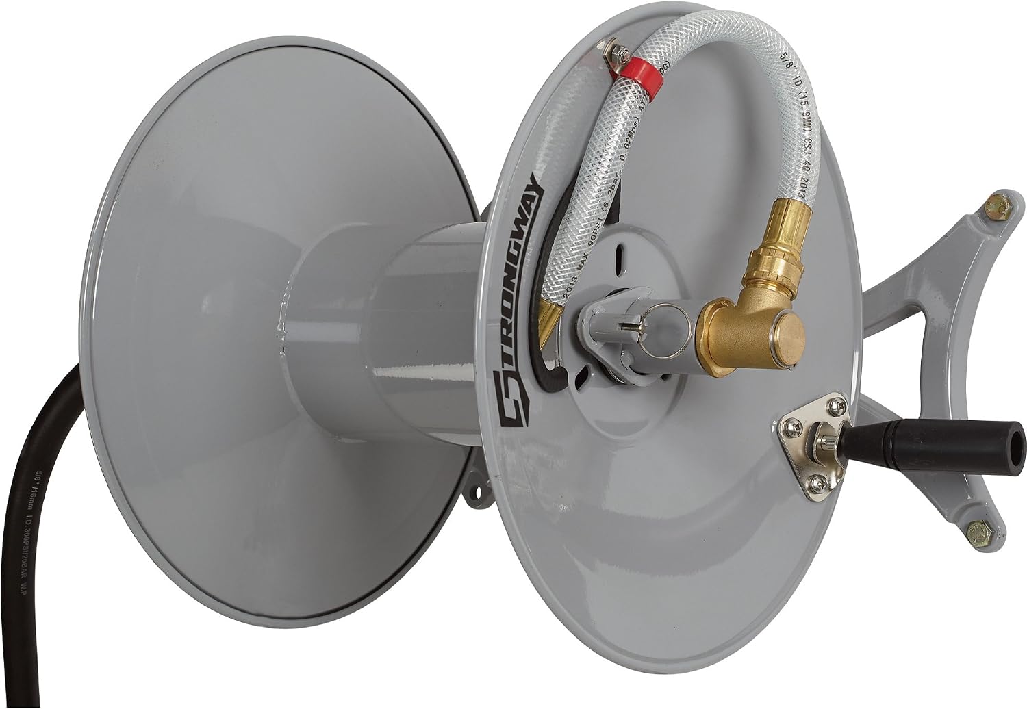 Strongway Parallel or Perpendicular Wall-Mount Garden Hose Reel - Holds 5/8in. x 150ft. Hose
