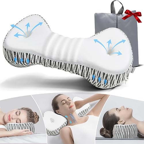 Almohada de apoyo para el cuello, almohada cervical de espuma viscoelástica, dispositivo de tracción cervical, almohada cervical para dormir de