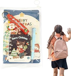 文房具セット - クリスマス 小型ノート ペン付き,クリスマスキーホルダー - 子供 学生 家庭学習 教室 勉強 ノート取り 筆記 用