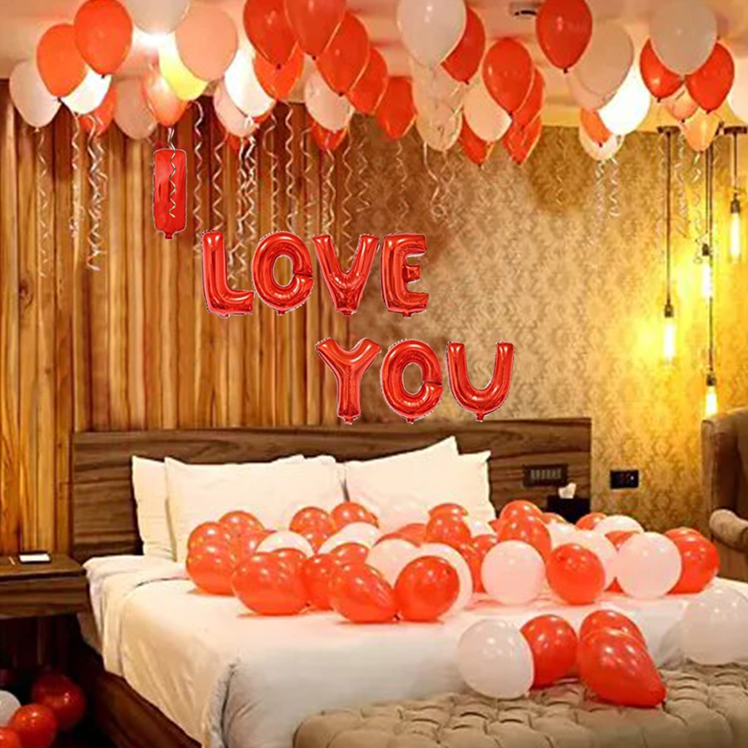 AMFIN® (Pack of 53) I Love you Red Foil Balloon I love u balloons love balloons for decoration love balloons for birthday love balloons for anniversary