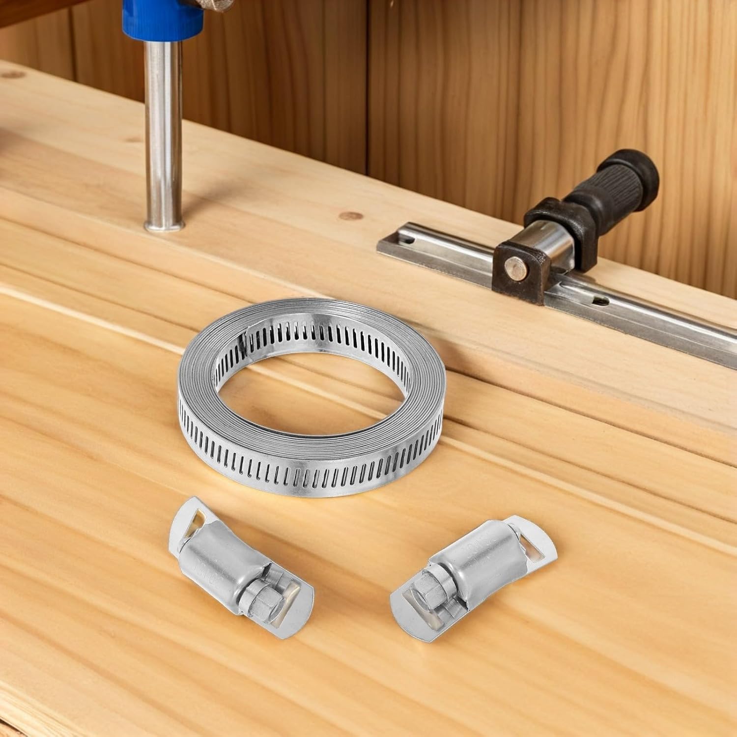 Hose Clamps and Leak Stainless Steel Adjustable with Split Design and Screw Knob Mechanism Heavy Duty Band Clamps with Easy Installation for Marine and Fuel Line Applications