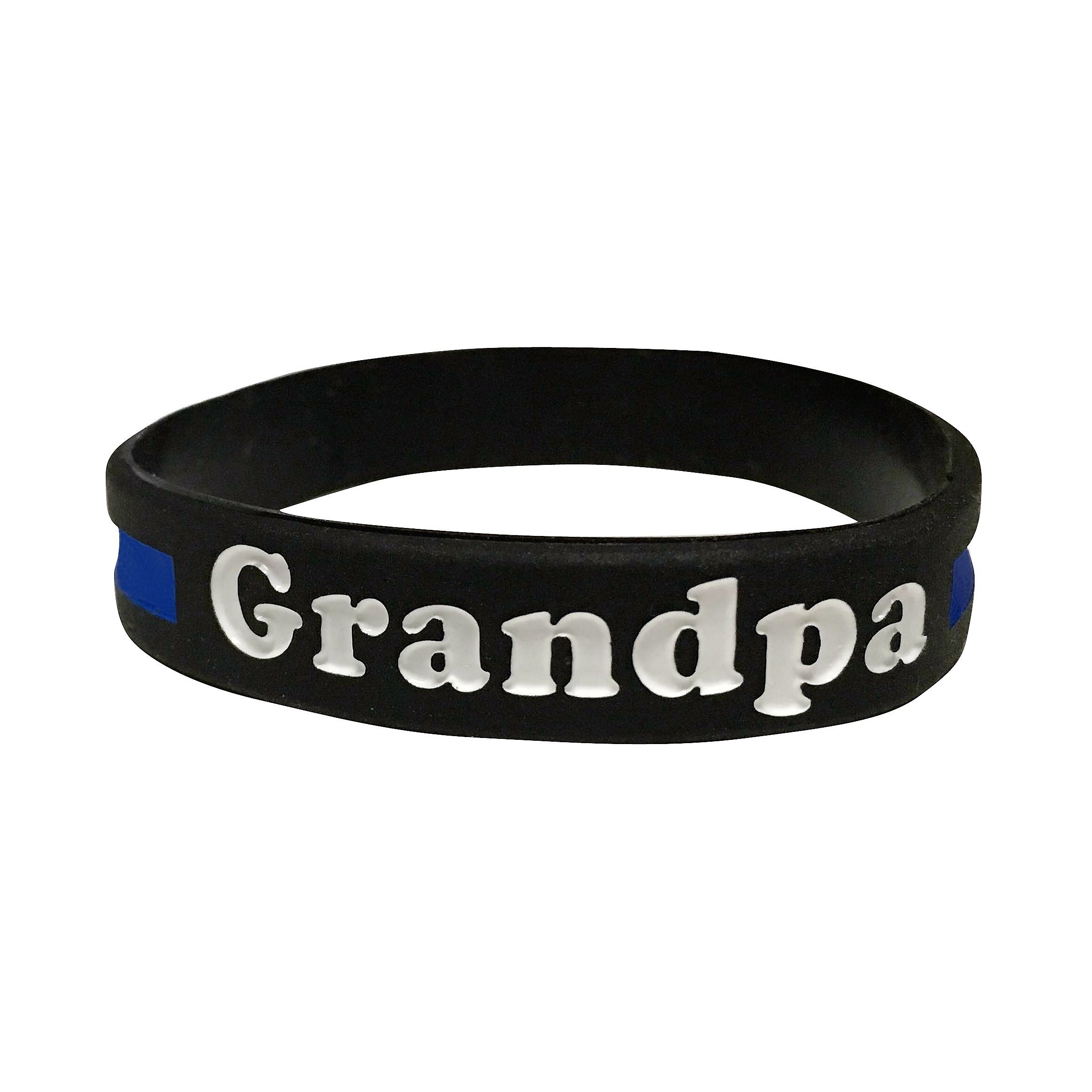Grandpa (Grandfather) Blue Line Silicone Wrist Band Bracelet Wristband - Support Police and Law Enforcement