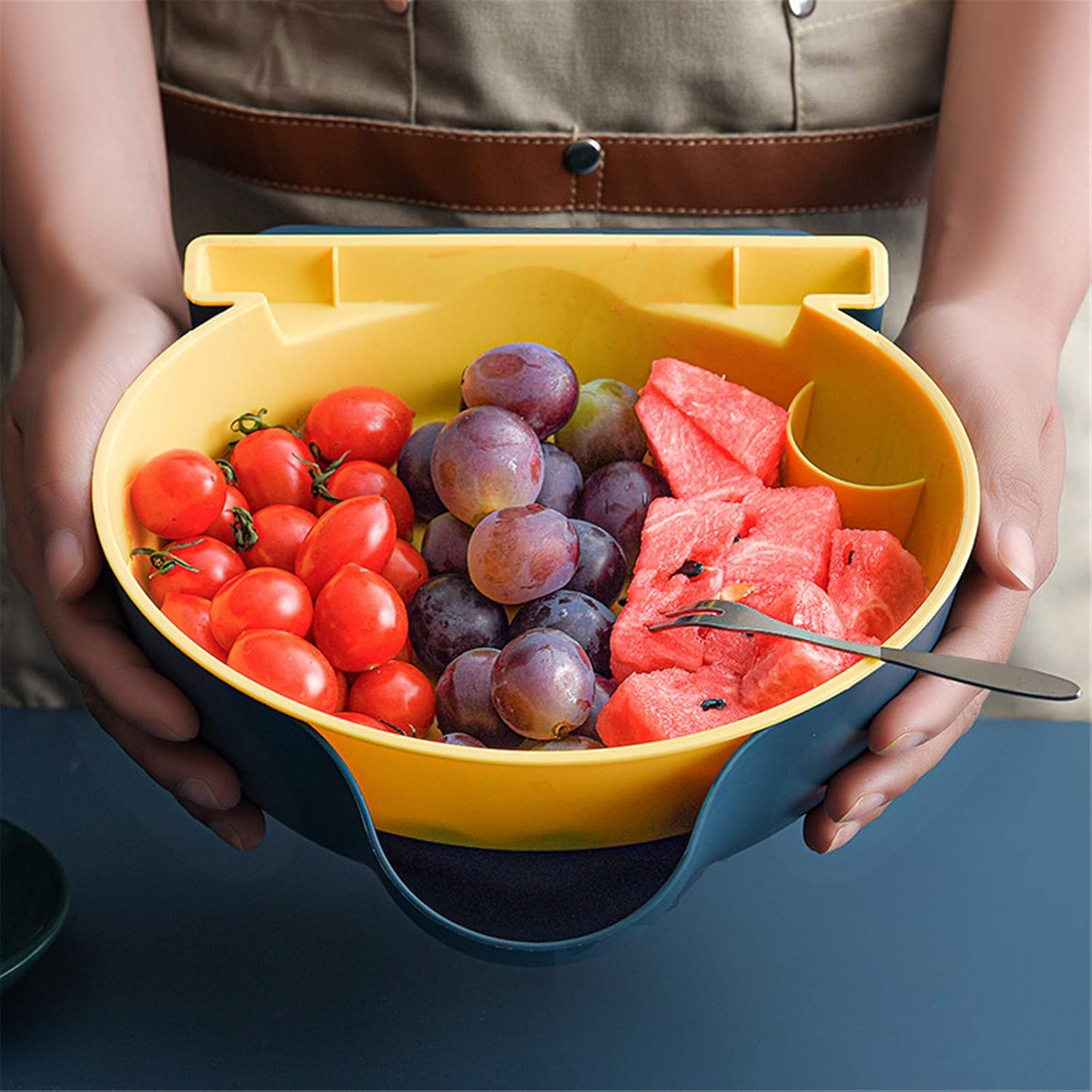 ONEYIM Multi-function Snack Box Storage Box Double Layer Container Household Snack Serving Dish Organizer - Perfect For Snacks, Fruit, or Pistachio/Sunflower Seeds Storage Box- Bonus Phone Slot : Home & Kitchen