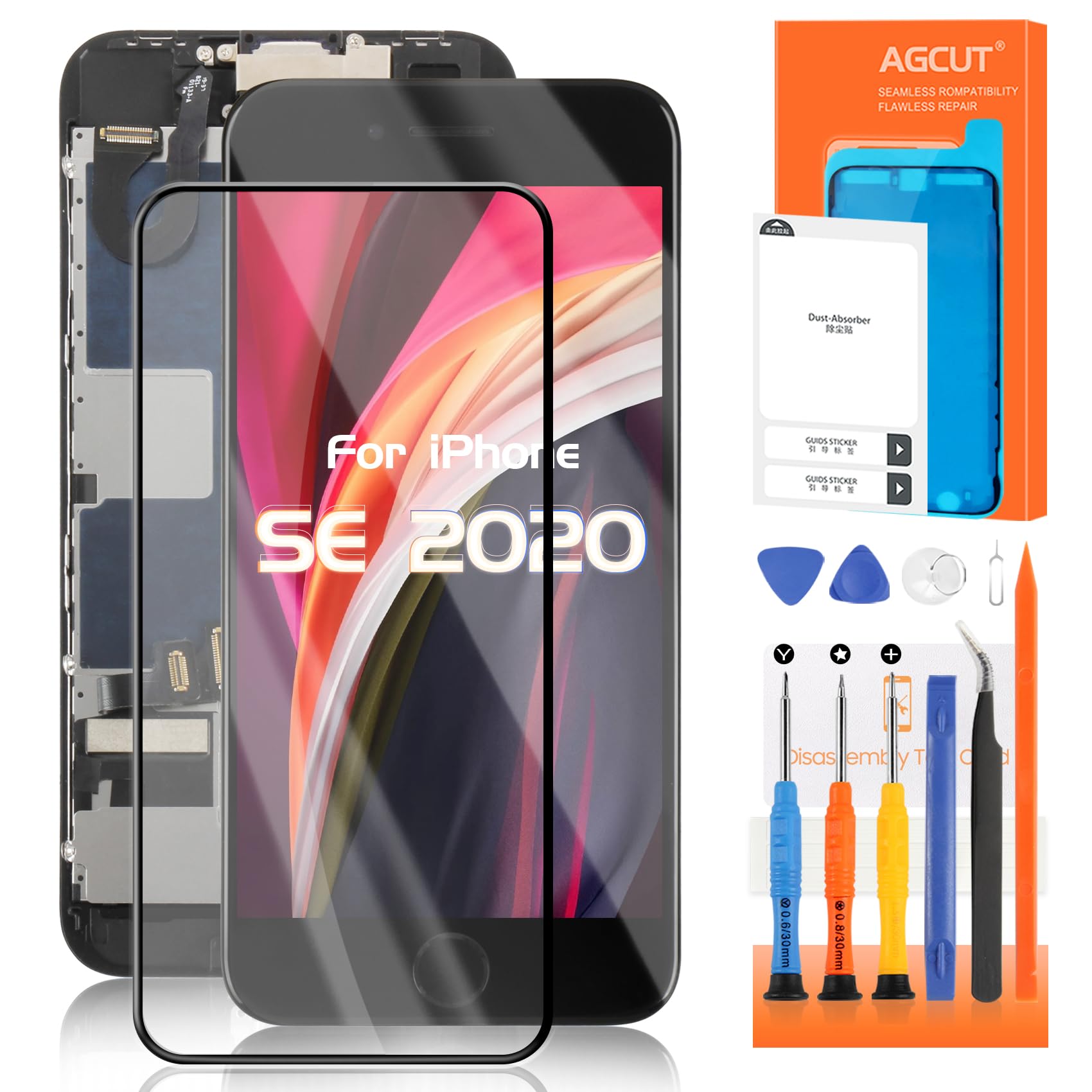 for iPhone SE 2020 Screen Replacement for iPhone 8/SE 2nd Generation LCD A2275 A2298 A2296 Screen with Home Button with Ear Speaker Front Camera Repair Parts