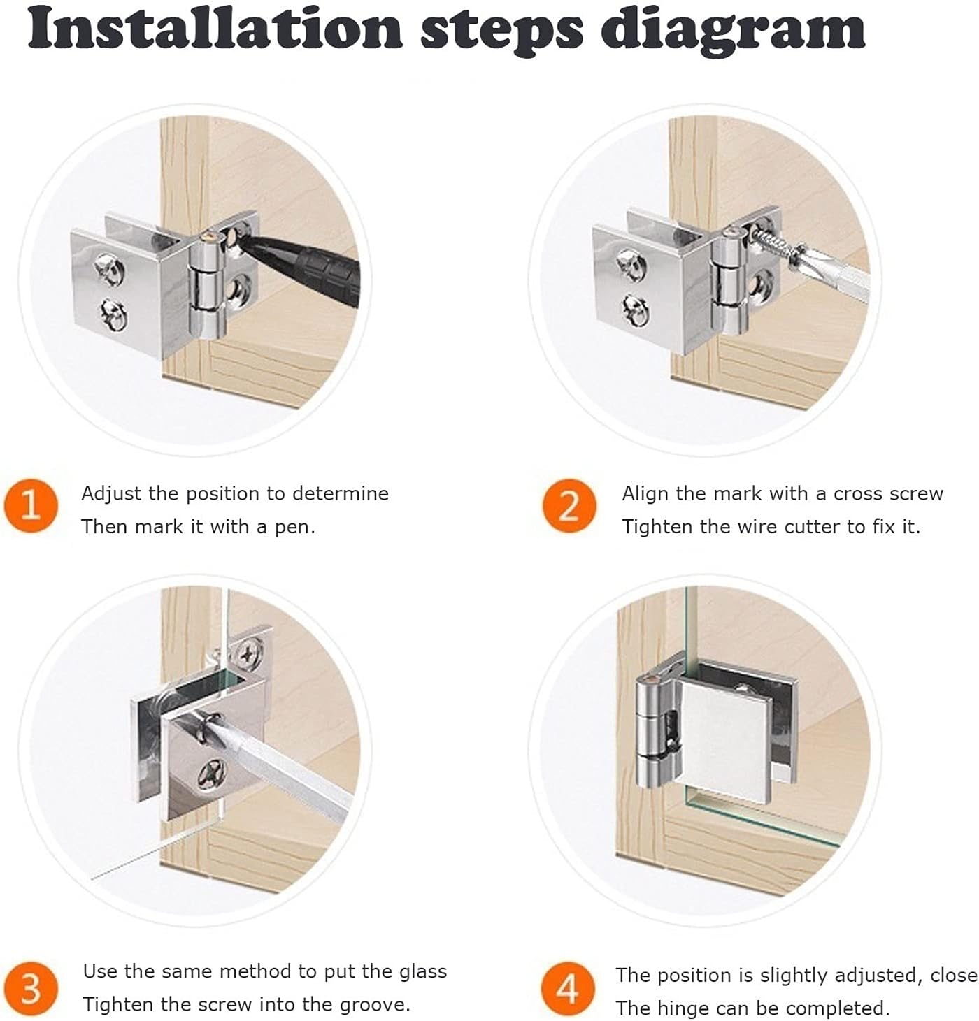 ガラスクランプクリップ、180度キャビネットディスプレイキャビネットドアヒンジガラスクランプ、厚さ5~8mmのガラスに適しており、4