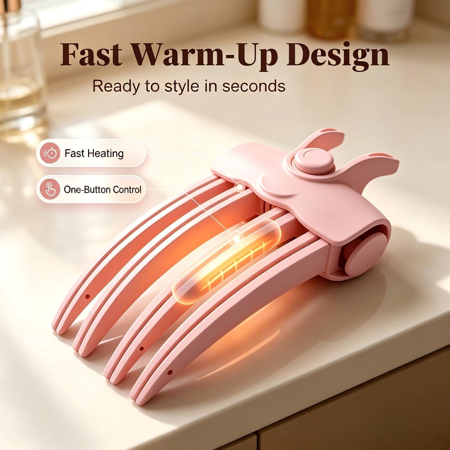 Heated Root Volumizer Clip, Wireless Portable Root Lift Hair Styling Clip, 2 Temp Settings Type-C Rechargeable for Fine & Thick Hair