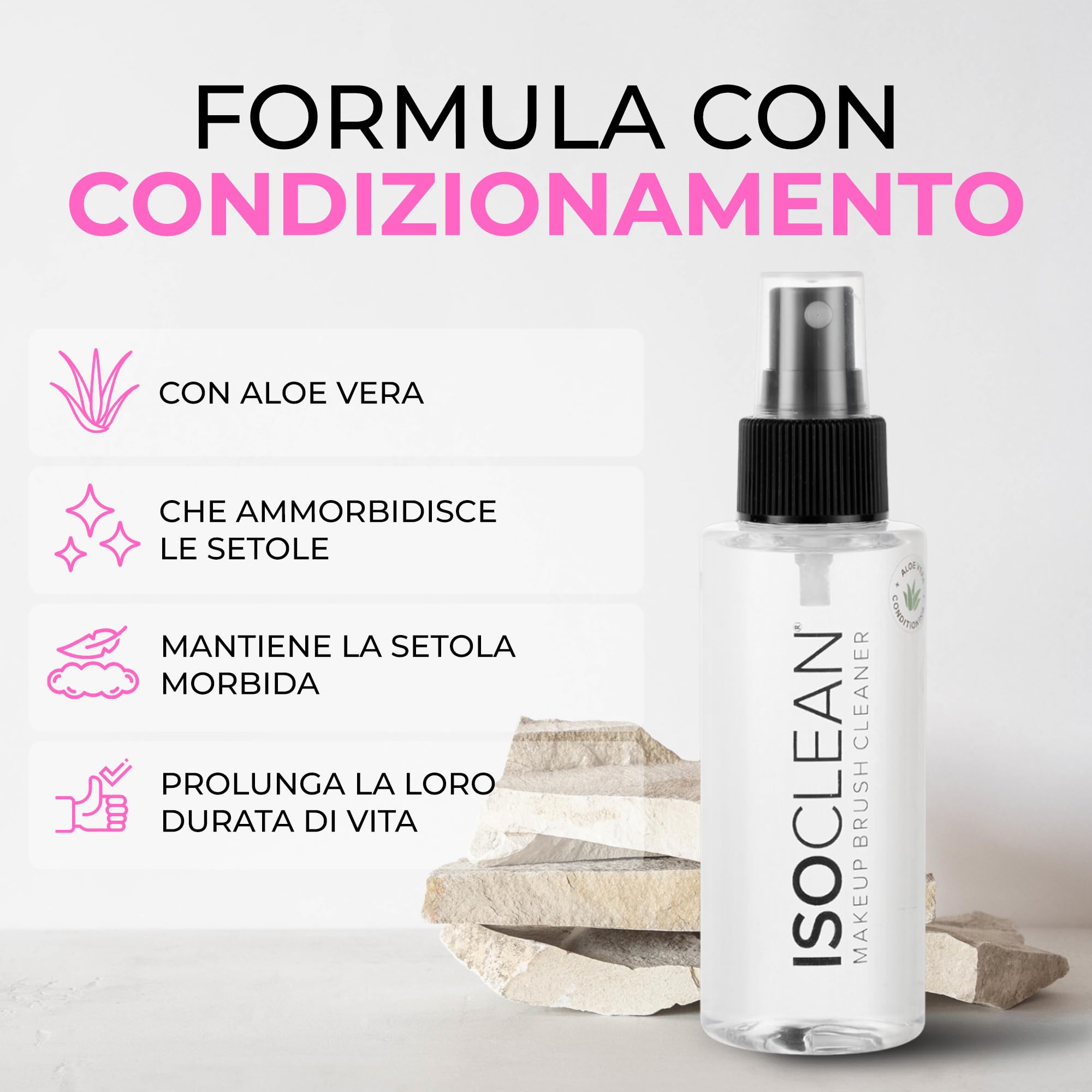 ISOCLEAN Detergente per pennelli da trucco con spray top, soluzione liquida per pennelli da trucco e strumenti per il trucco, formula senza risciacquo, si asciuga in 60 secondi, vegano, cruelty-free,