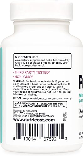 Miniatura 3 de Nutricost Probiótico para mujer, 60 mil millones de CFU, 60 cápsulas, complejo con fibra de acacia, Uva Ursi y extracto de arándano, sin OMG ni