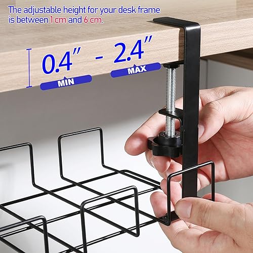 Miniatura 3 de NOBER Cesta de alambre de la caja del organizador del cable de la bandeja de la organización de cables debajo del escritorio