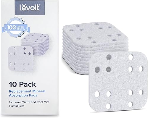 LEVOIT Paquete de 10 filtros de repuesto para humidificador, almohadilla de absorción mineral, compatible con LV600S, LV600HH, OasisMist450S,