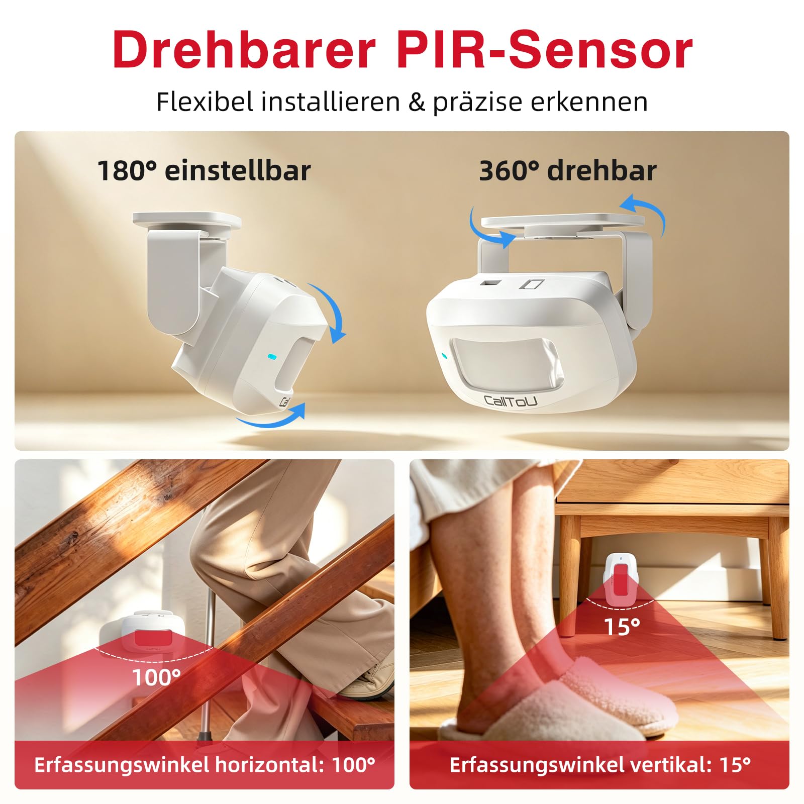 CallToU Timbre de gato con detector de movimiento, portátil, sensor de movimiento, detector de movimiento, alarma para casa, detector de paso para puerta de tienda