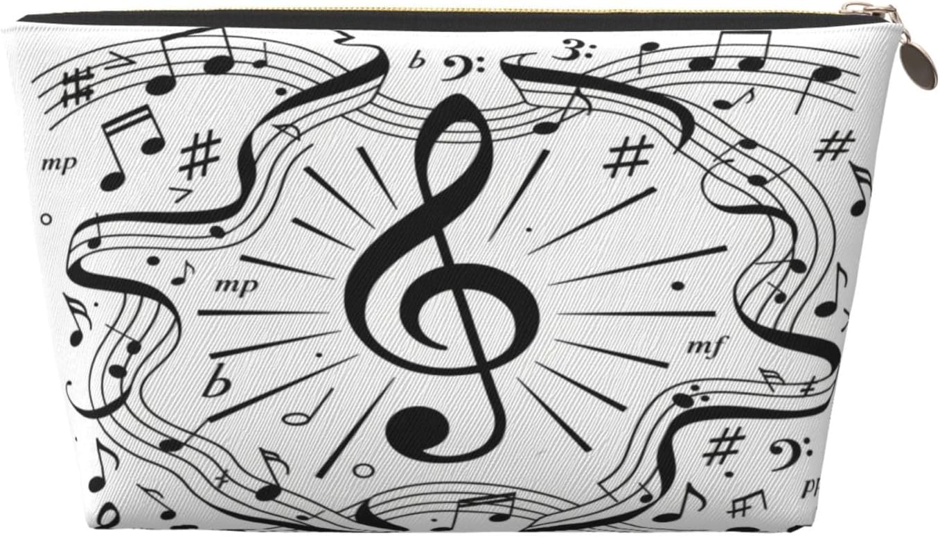 Music Note Makeup Bag,Musical Cosmetic Bags,Large Capacity Zipper Travel Toiletry Pouch for Women Men