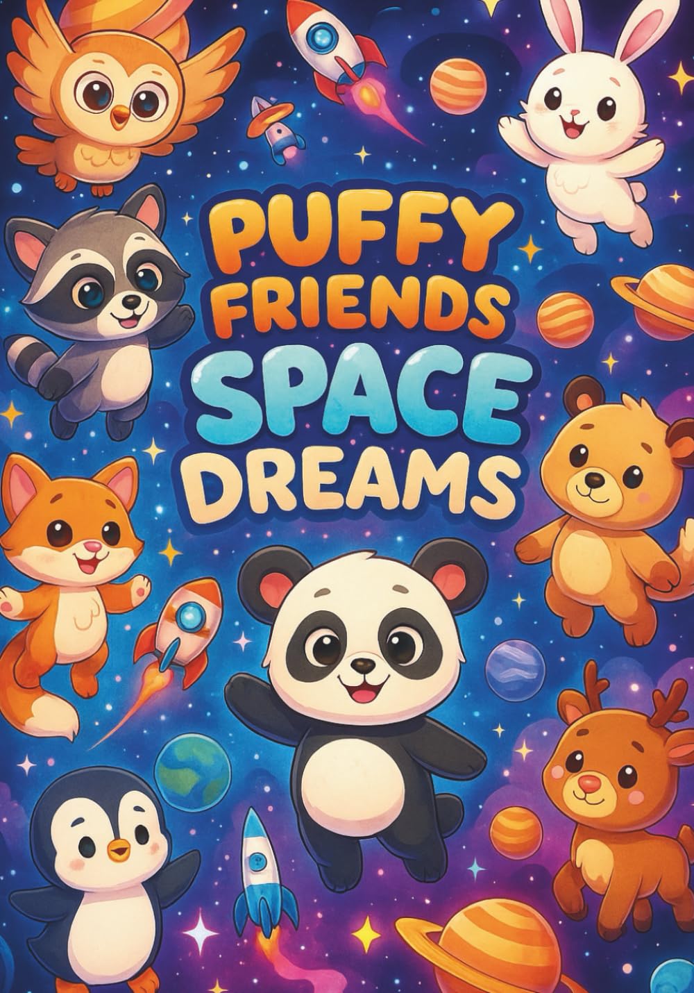 Puffy Friends Space Dreams: Cute and Fun Coloring Book for Kids – 100 Adorable Pages with Space Animals, Rockets, and Planets | Every Other Page ... Animal Coloring Books for Kids Ages 2–6)
