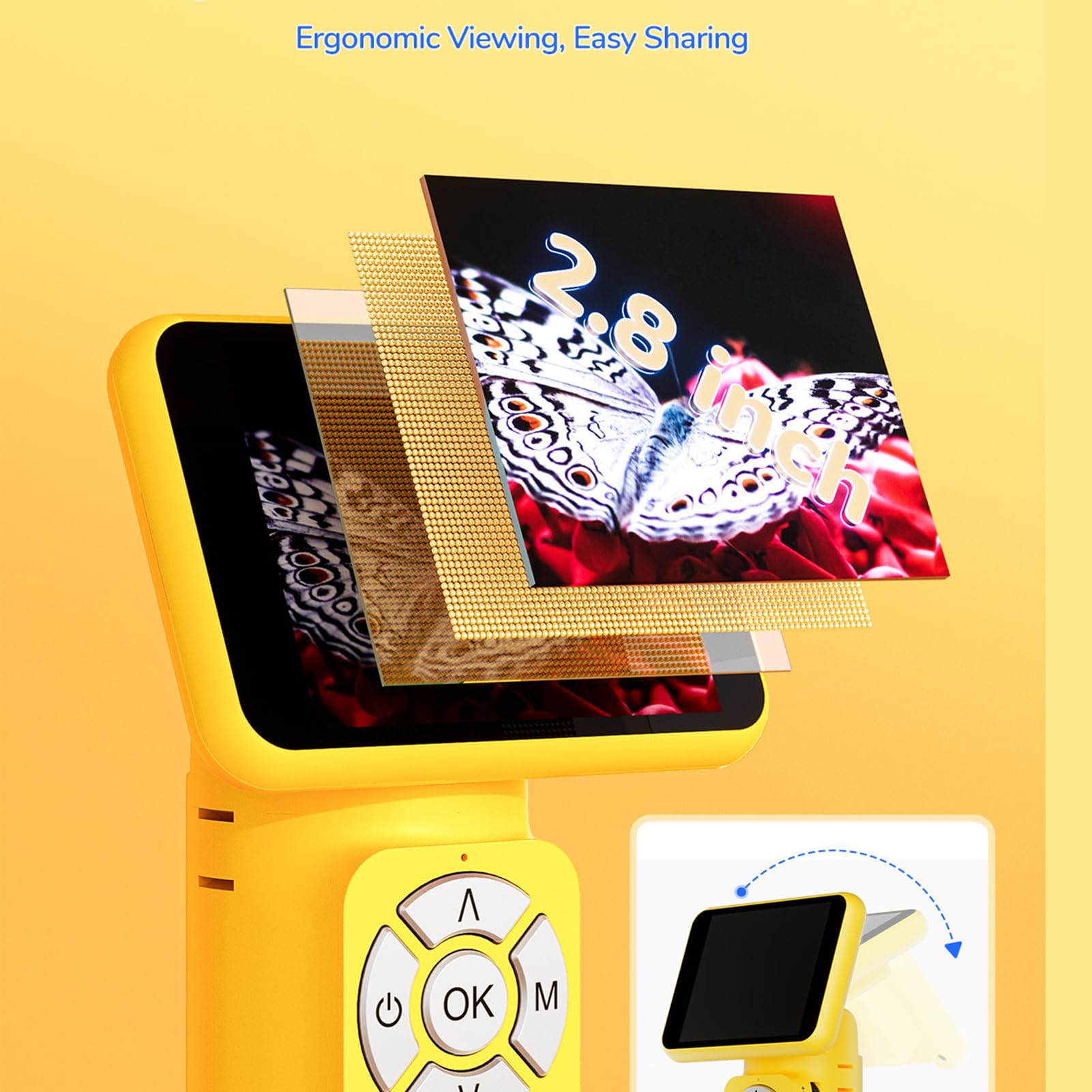 Microscopio Digital de Mano, Pantalla IPS de 2,8 Pulgadas, Aumento de 120X, 8 Luces LED, Lupa Portátil Recargable, Microscopio de Bolsillo con Pinzas para Diapositivas para Adultos y Niños
