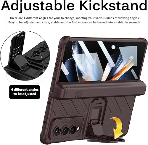 Miniatura 45 de Miimall Funda para Samsung Galaxy Z Fold 4, Z Fold 4 Hinge Bumper [Protector de pantalla de vidrio templado integrado] [Soporte ajustable]