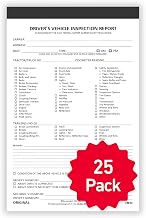 25 Pack Detailed Driver Vehicle Inspection Report Book – 35 Sets of Forms Per DVIR Inspection Book, 2 Ply Carbonless, 5.5 x 8.5, Pre Trip Inspection Book for Truckers, FMCSA Compliant, Easy Tear-Out