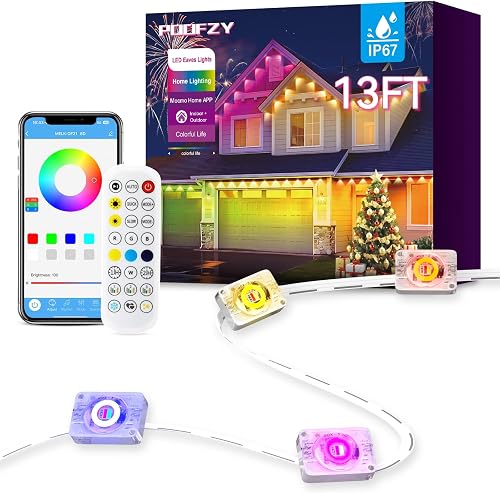POOFZY Permanent Outdoor Lights for House,13ft RGB+IC Smart Outdoor Decor, 50 Sc