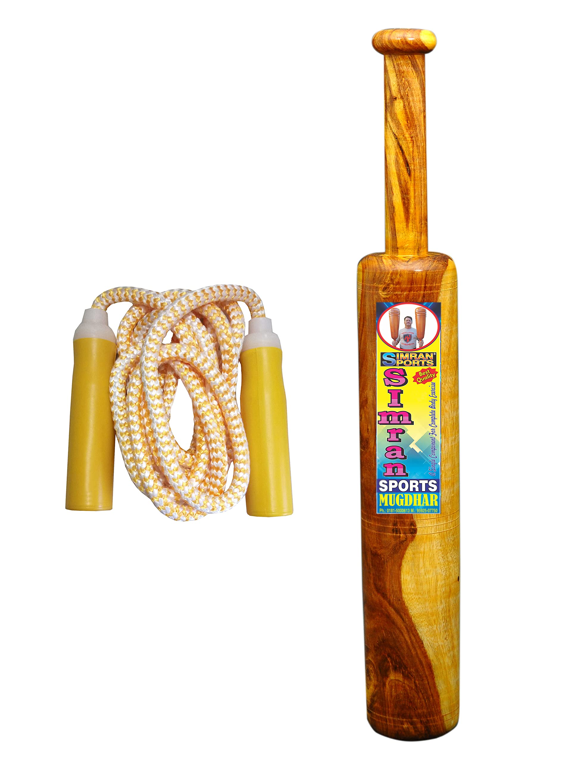SIMRAN SPORTS Tali Sheesham Wood Indian Clubs/Mugdar/Meel/Clubbell/Karla Kattai Weight 3KG With Skipping Rope (B07PVS8QT2) Amazon Price History, Amazon Price Tracker