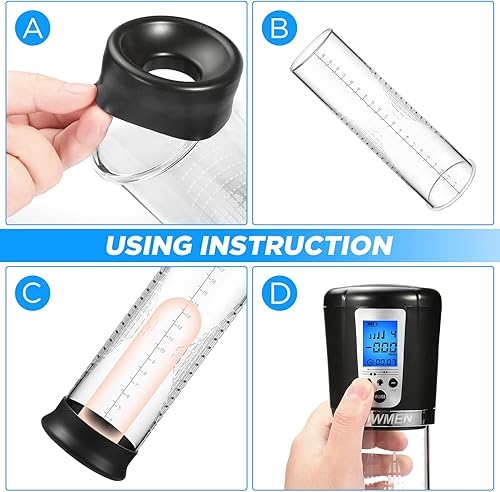 Miniatura 3 de Bomba de vacío eléctrica para el pene con 4 intensidades de succión, bomba automática de ampliación de pene masculino recargable de alto vacío,