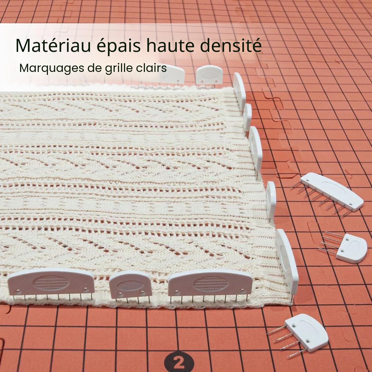 Lot De 9 Tapis De Blocage Pour Tricot,Tapis De Blocage Tricot,Planches De Blocage Très Épaisses Avec Grilles Avec 25 Bloqueurs De Tricot Et 100 Épingles En t Pour Travaux d'Aiguille Ou Crochet(Rouge)