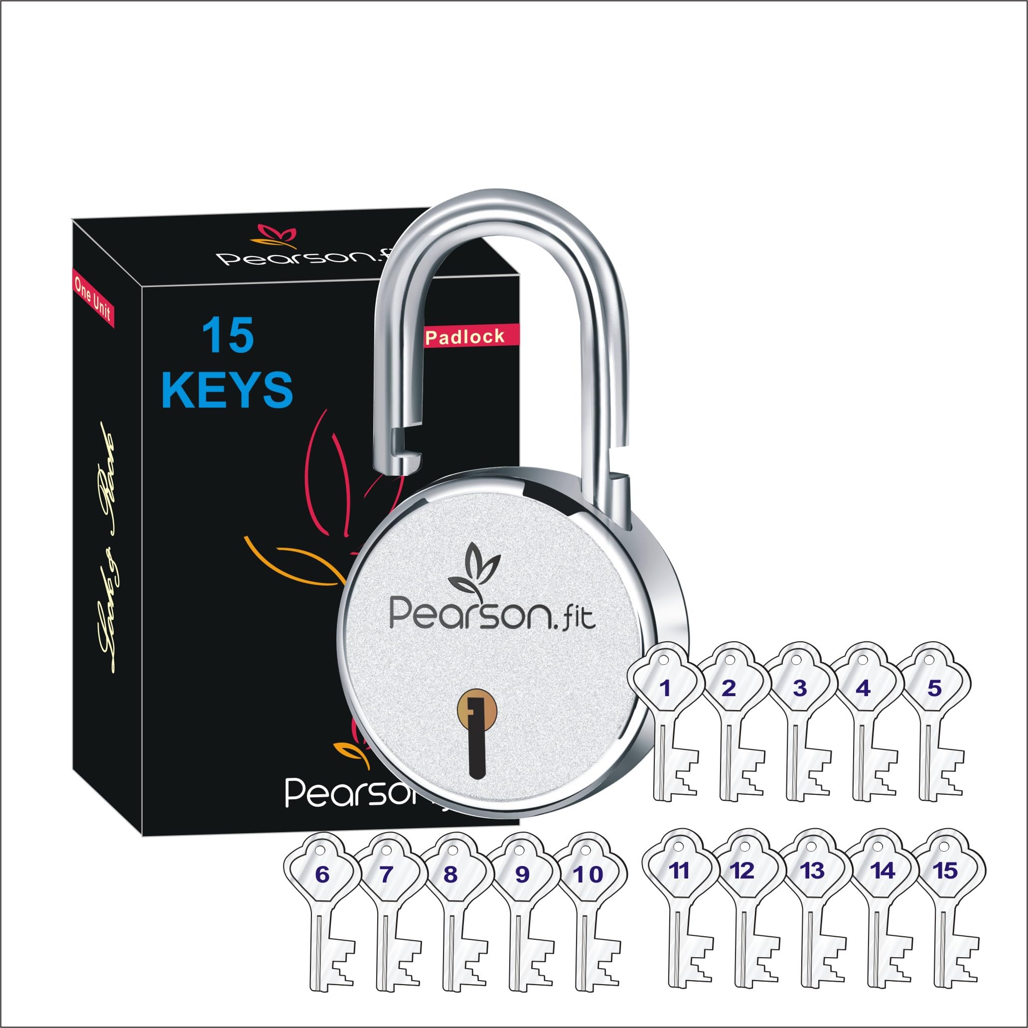 Pearson.fit 1 Lock with 15 Keys | Lock and Keys | Door Lock for Home