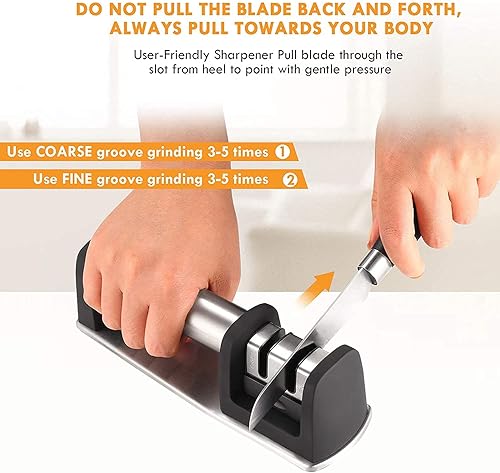 Miniatura 4 de JCHOPE Afilador de cuchillos sacapuntas de cuchillos de cocina sacapuntas de cuchillos de 2 etapas que ayudan a reparar restaurar pulir cuchillas