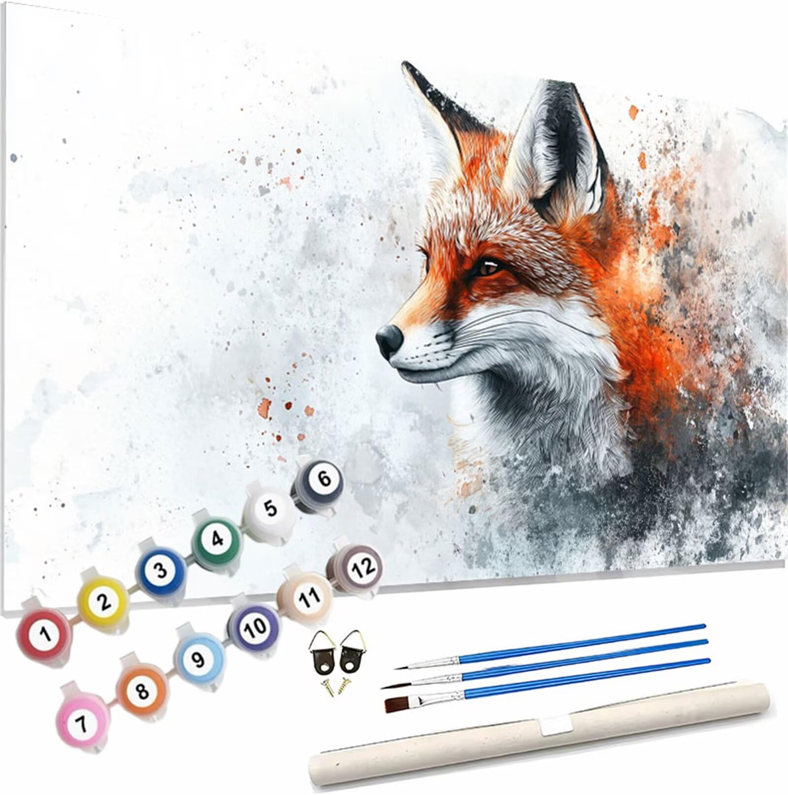 Pintura por Números para Adultos Animal Pintar por Numeros Niños Principiantes Zorro,DIY Kit de Pintura al óleo de Lienzo con Pinceles,Paint by Numbers Pigmento Acrílico,Mujer Regalo 180x100cm S-126