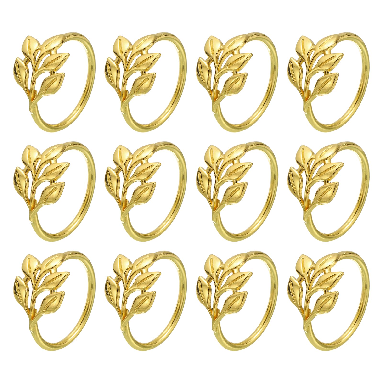 sourcing map Lot de 50 ronds de serviette en forme de feuille pour décoration de fête de mariage Doré