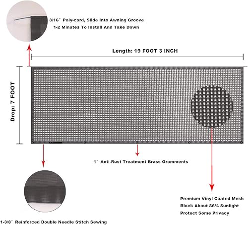 Miniatura 264 de Tentproinc Pantalla parasol para toldo, 8 pies x 13 pies 3 pulgadas (apta para toldo de 14 pies), protector solar de malla para autocaravana, cámper