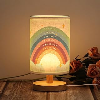 WSYEAR Boho Rainbow Inspirational Lamp, Classroom Desk Lamp Rainbow I Am Kind Daily Affirmation Decor for Home Bedroom Living Room Office