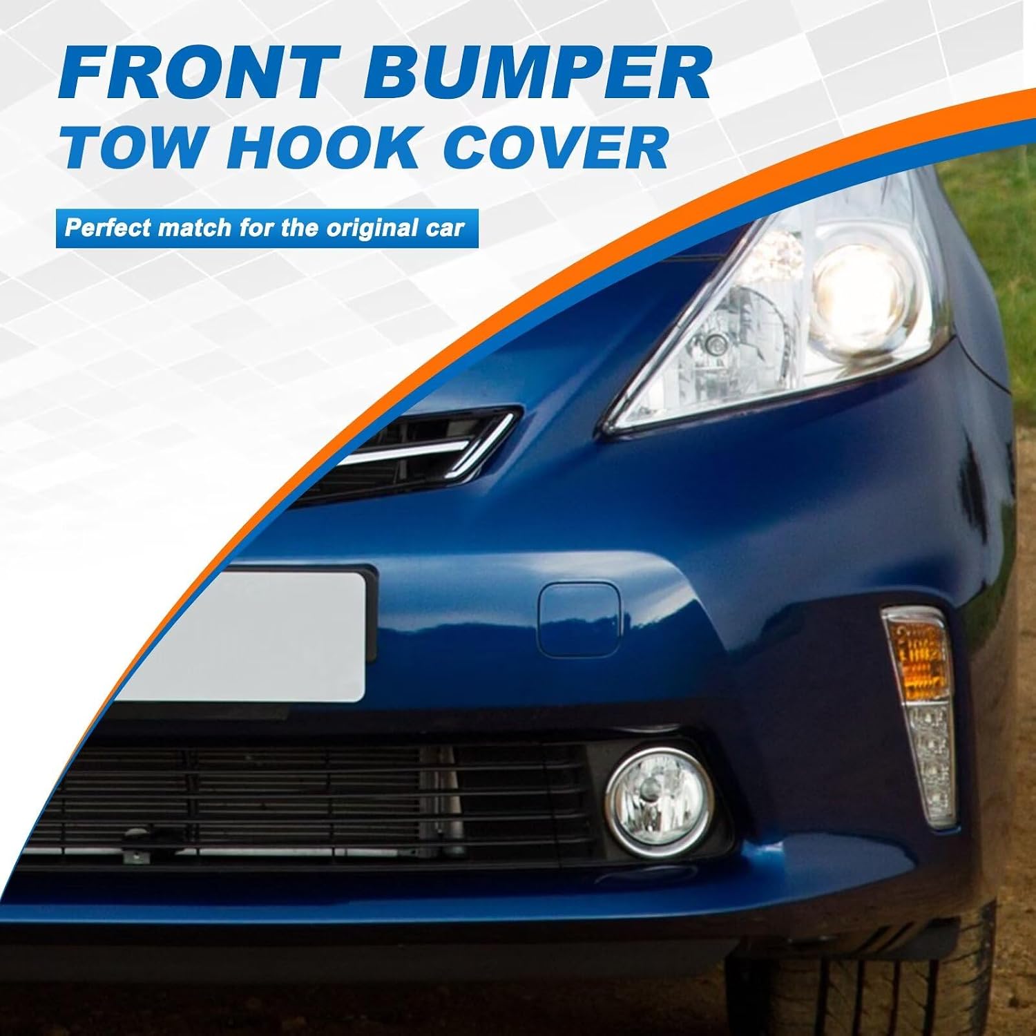 Car Front Bumper Tow Hook Cover Cap Towing Eye Fit for Toyota Prius V 2012 2013 2014 (Unpainted,Left Driver Side+Right Passenger Side) 52128-47902 52127-47902