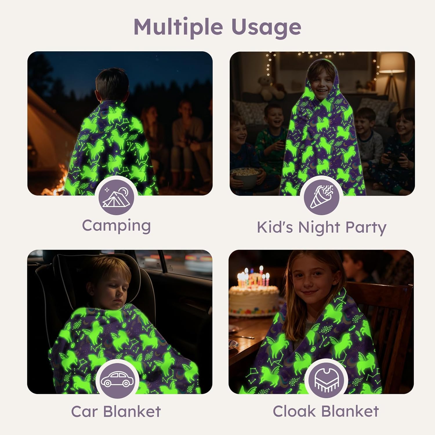 Yoofoss Glow in The Dark Blanket, Unicorn Blanket for Girls Kids Age 1-12, Magical Unicorn Fleece Throw, Super Soft Toddler Blanket for Bed Sofa Decor, for Kids & Toddlers 40"x50" - Image 6