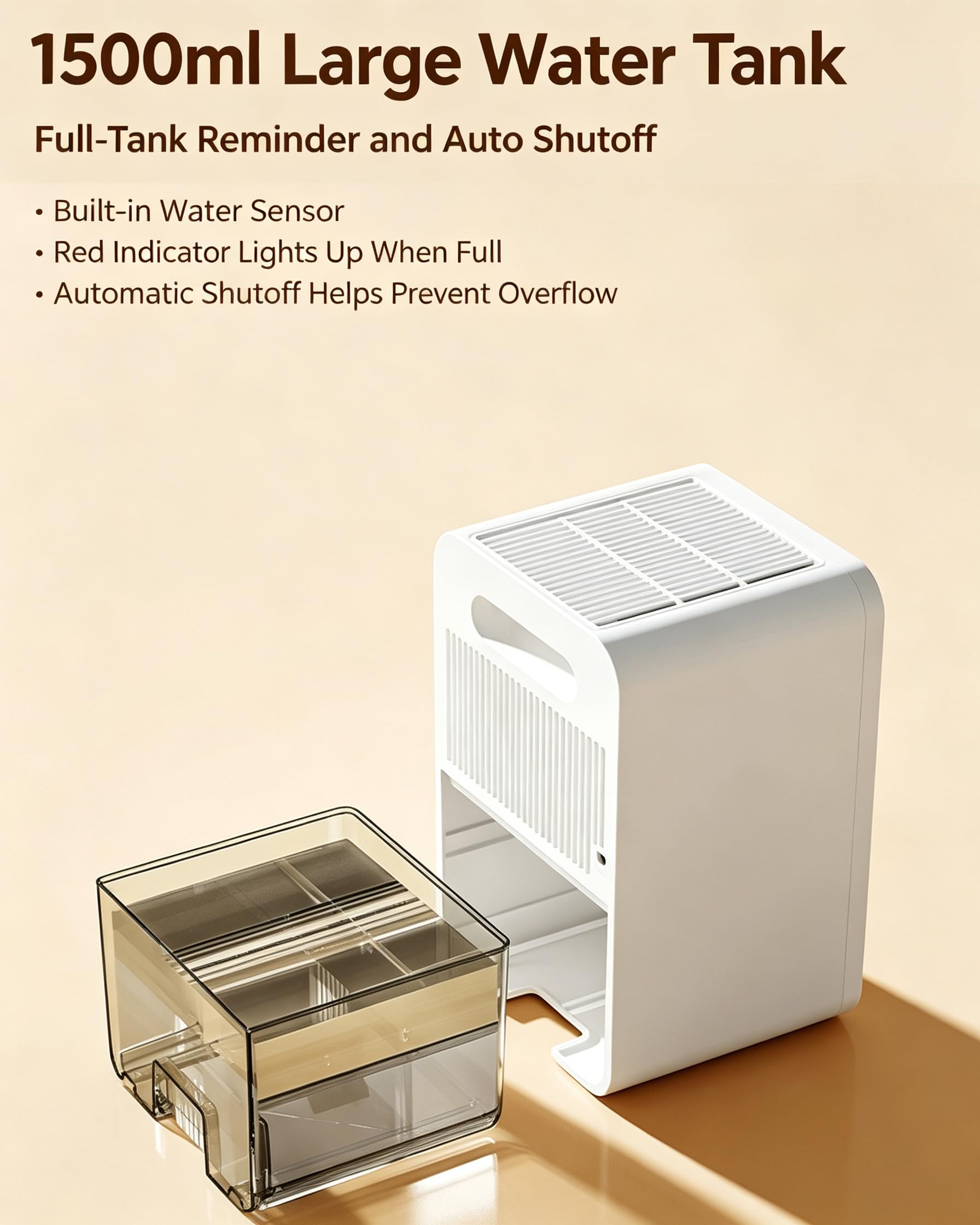 Deumidificatori per la casa, serbatoio d'acqua da 1,5L | 2 modalità di deumidificazione regolabili, sbrinamento automatico intelligente a bassa temperatura(gray)