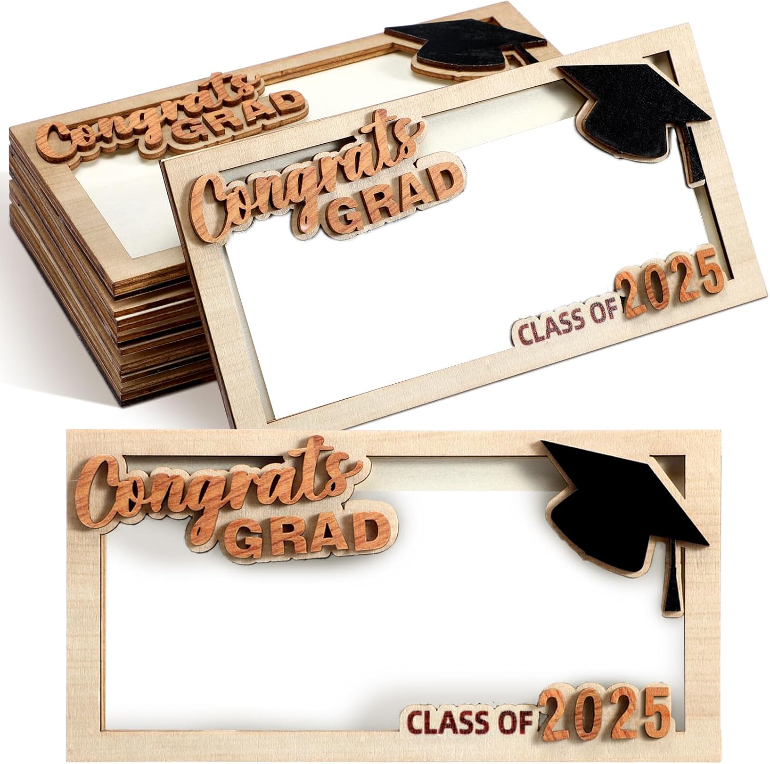 ReliThick 6 Pcs 2025 Graduation Personalized Money Holder Gift Cash Holder Grad Party Favors Wood Money Decor for Graduation Congrats Grad